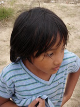 One of the children living in an evacuation center