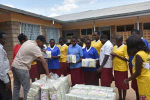 Barpello High School Girls receive pads donation