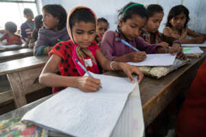 Girls studying at Kaliyachak Girls School