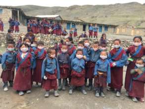 Some students in Saldang school wearing masks