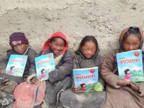 Children studying outside during "warm" winter day