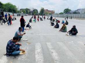 Food distribution to affected people in Kathmandu