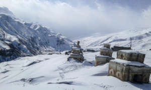 Winter landscape in village of Saldang