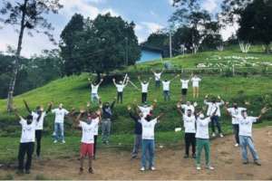 Participants and volunteers at the rehab center