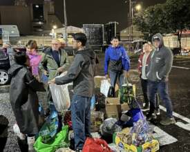Volunteers getting ready for outreach