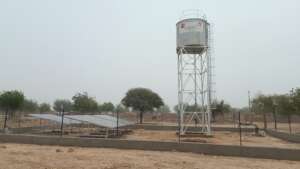 Water tank and solar panels