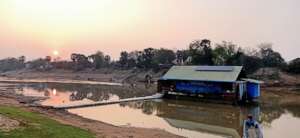 Rapidly lowering water levels on the Stung Sen.