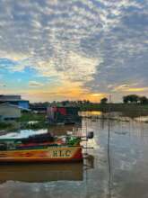 Sunset in a floating village.