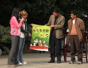 Greennovate Team Presents Poster to School Principal