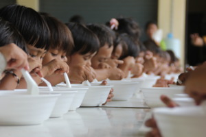 Lunch time - thanks to our donors.
