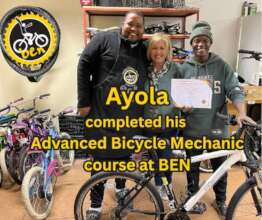 Ayola Finishing His Bicycle Technician Training