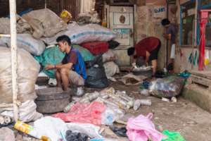 Bags of Plastic Ready to Be Sold