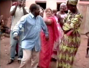 Scene from music video, celebration of saving girl