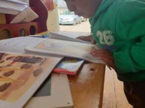 a very independent young library user in Ritsona