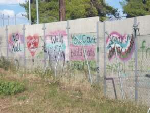 The graffiti on Ritsona camp wall