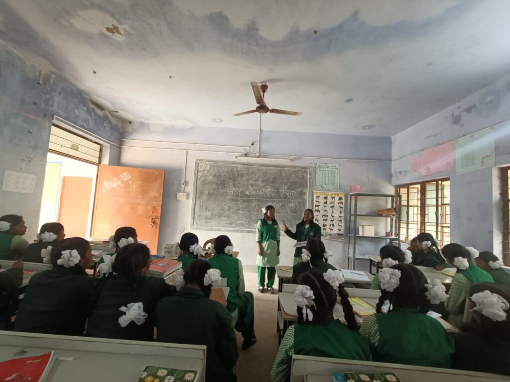 A KGBV Champion leading a session on Mental Health