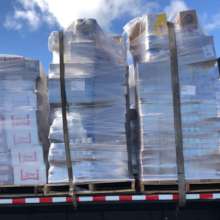 Transporting pallets of food items to Abaco.