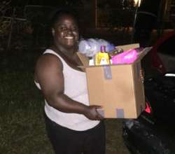 Distributing relief supplies.