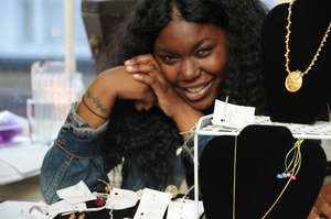Excited JewelGirl shows off her handmade jewelry!