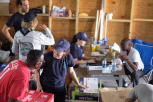 Distributing relief supplies in Grand Bahama