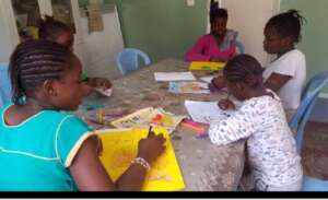 Girls enjoying Art at the Transit House
