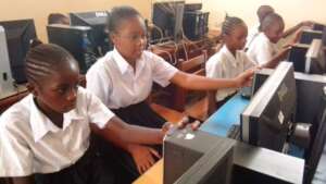 Girls in an IT Class at the Kimbilio School