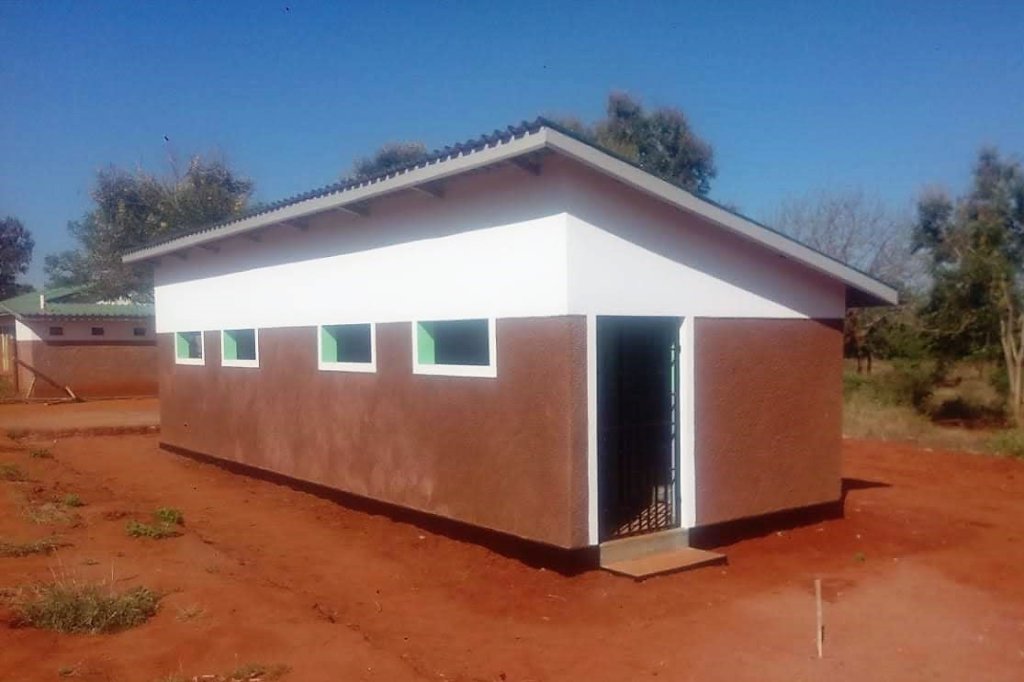 New toilets at a primary school in rural Kenya.