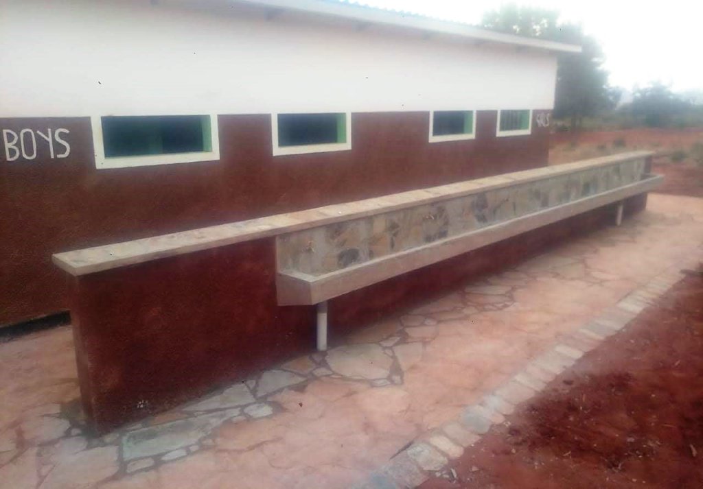 New toilets at a primary school in rural Kenya.