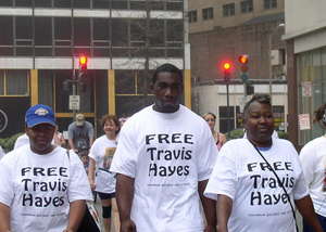 Exonerees marching for Travis Hayes' freedom