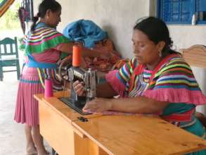 Woman using the sewing machine