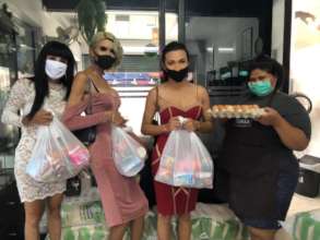 Some of the people receiving the food aid