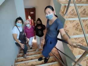 Team looking at a building