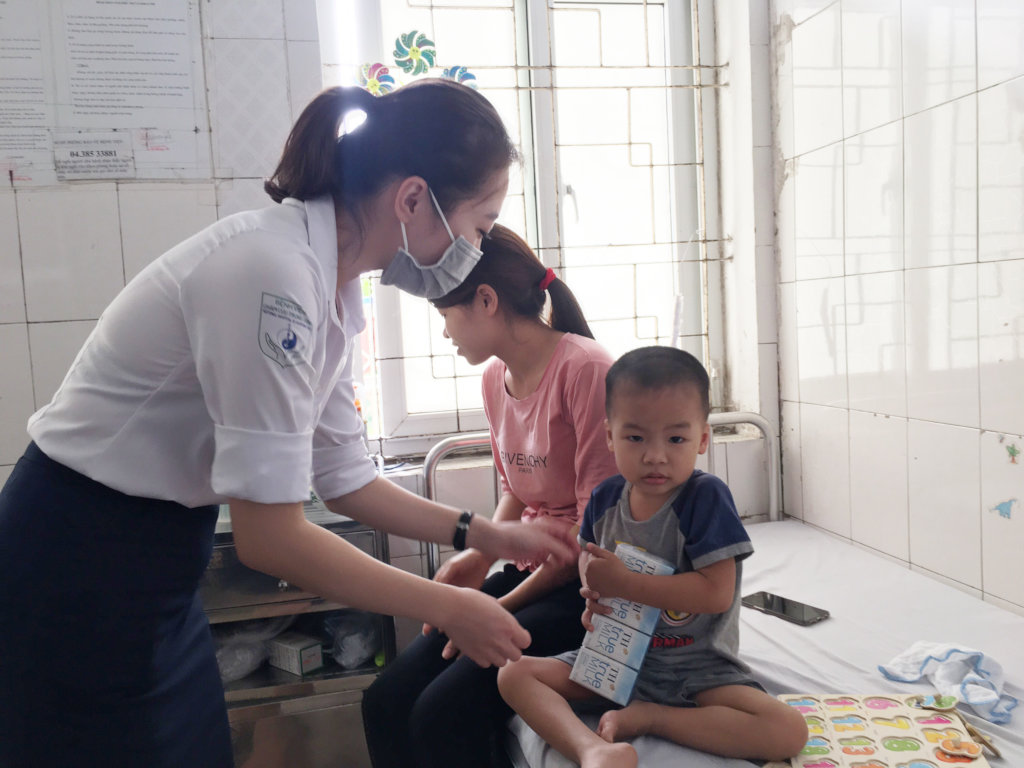 Pediatric patient is excited to receive gifts