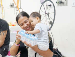 Pediatric patient is excited to receive gifts