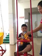 Pediatric patient is excited to receive gifts