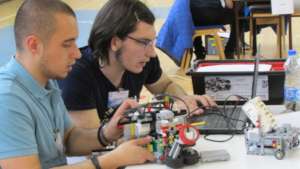 Students on competition in robotics .