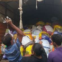 Truck of supplies to distribute for Covid Relief