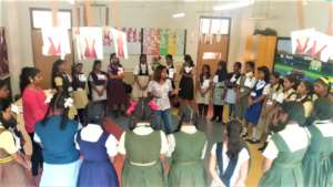 Shraddha teaching girls in a public school, Mumbai