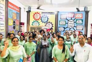 Jayashree working with adolscent girls in Punjab.