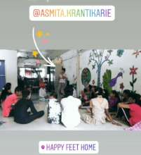 Asmita teaching at Happy Feet Children's Home