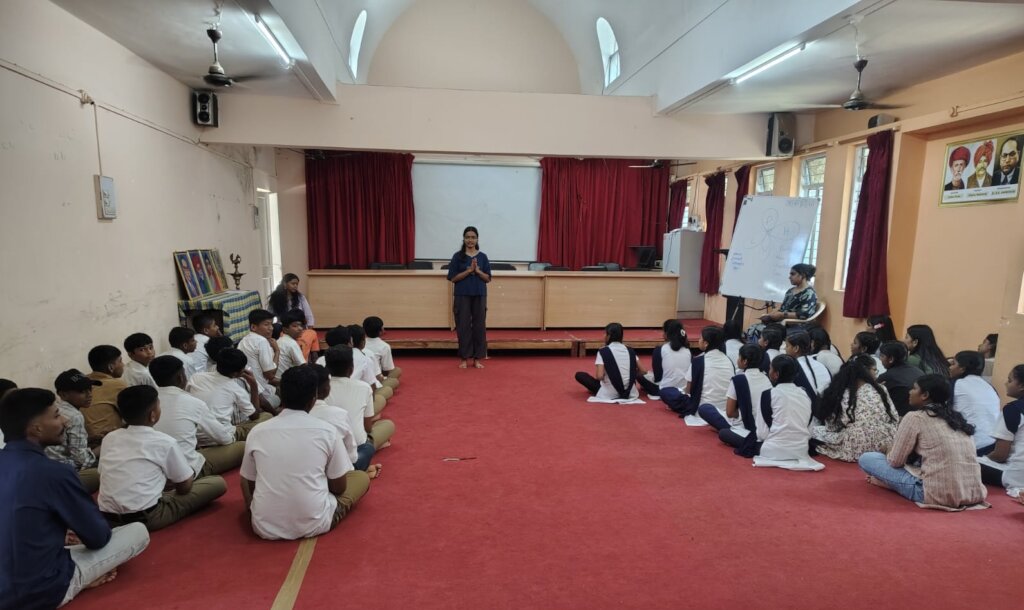 Shivani teaching students to listen to inner voice