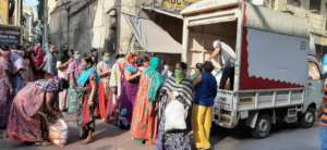 Distributing monthly groceries to sex workers