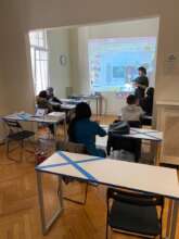 Helena teaching English Beginners' Level