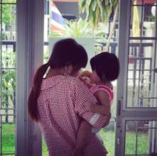 "Mali" meets her new mother for the first time.