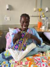 Malia with her bag before her surgery