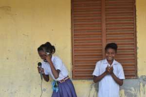 School children performing a skit.