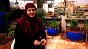 Manal on her rooftop