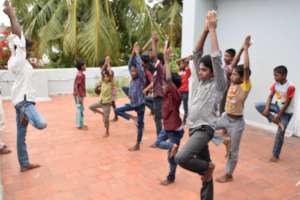 Children do yoga to stay healthy