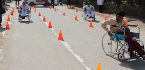 Athletes participating in Wheelchair race.