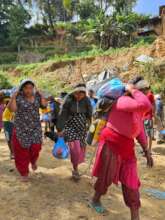 Distribution of tarpaulins, blankets, and foods